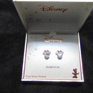 Disney Minnie Mouse "Bowtiful" Earring Set Silver Plated Brand New